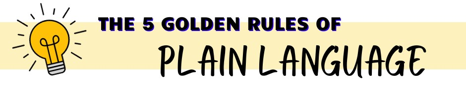 decorative banner for clear communication in impact assessment -- the 5 Golden Rules of Plain Language