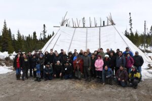 Group of people visit traditional area outside of James Bay Cree community of Waskaganish