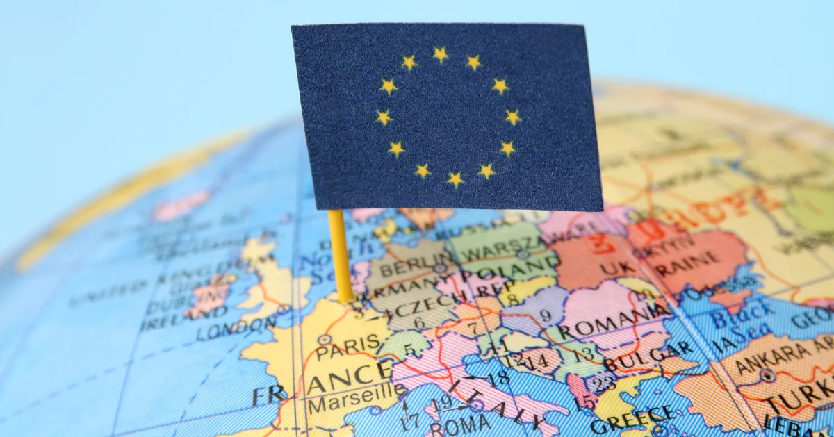 map of Europe with EU flag